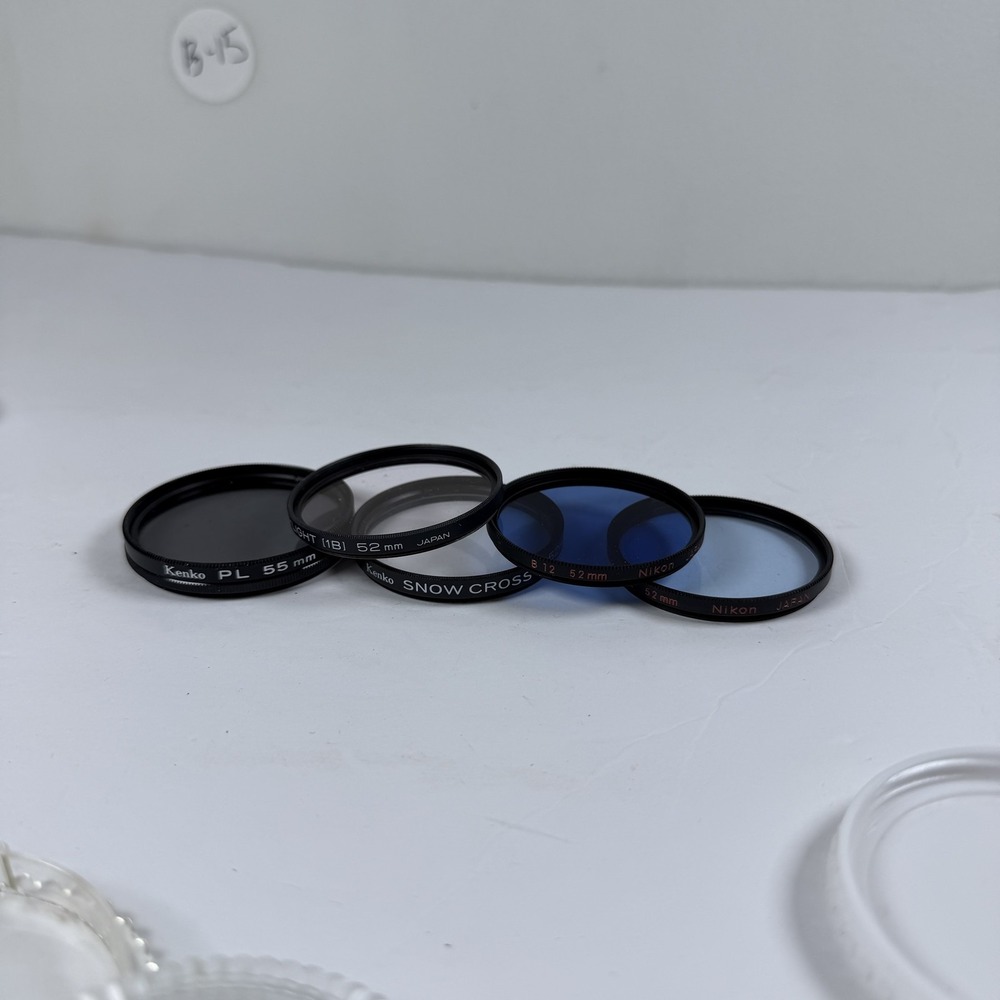 Lot‎ of 4 Vintage Camera Lens Filters Kenko Nikon 52mm 55mm Japan Optics
